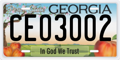GA license plate CEO3002