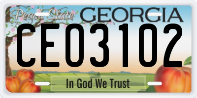 GA license plate CEO3102
