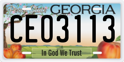 GA license plate CEO3113