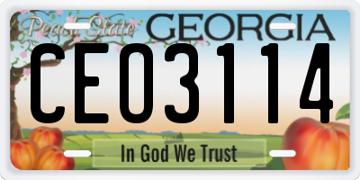 GA license plate CEO3114