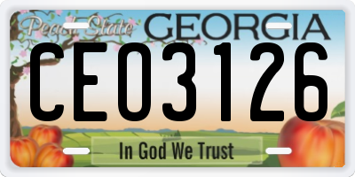 GA license plate CEO3126