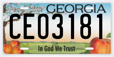 GA license plate CEO3181