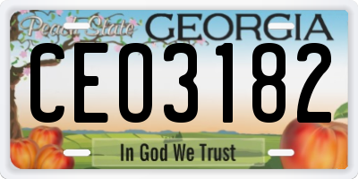 GA license plate CEO3182