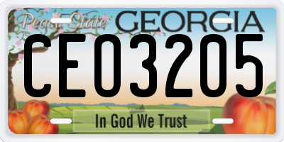 GA license plate CEO3205