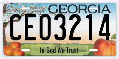 GA license plate CEO3214