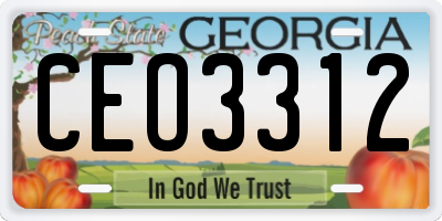 GA license plate CEO3312