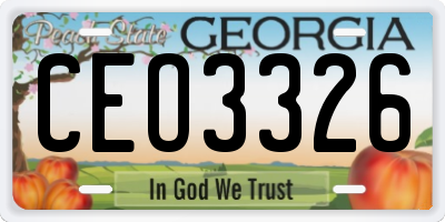GA license plate CEO3326