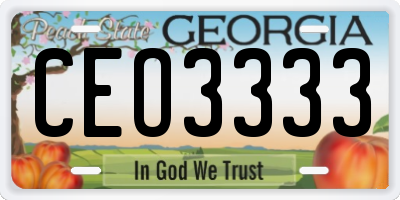 GA license plate CEO3333