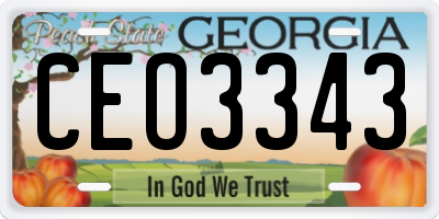 GA license plate CEO3343