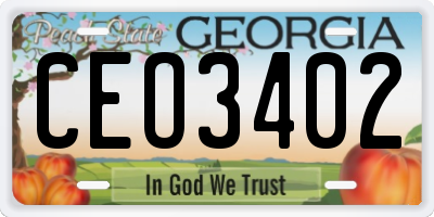 GA license plate CEO3402