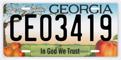 GA license plate CEO3419