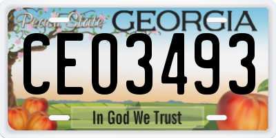 GA license plate CEO3493