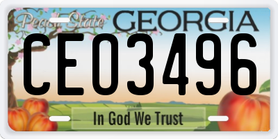 GA license plate CEO3496