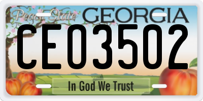 GA license plate CEO3502