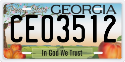 GA license plate CEO3512