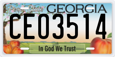 GA license plate CEO3514