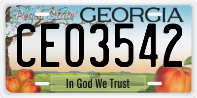 GA license plate CEO3542