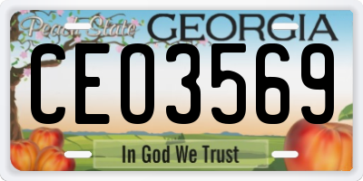GA license plate CEO3569