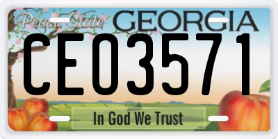 GA license plate CEO3571
