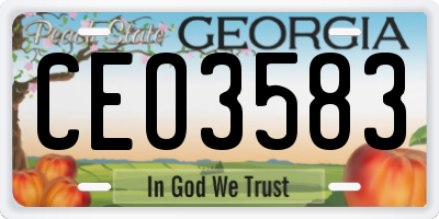 GA license plate CEO3583