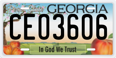 GA license plate CEO3606