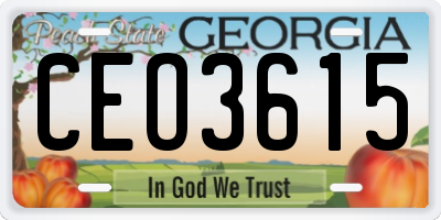 GA license plate CEO3615