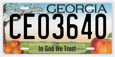 GA license plate CEO3640