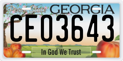 GA license plate CEO3643