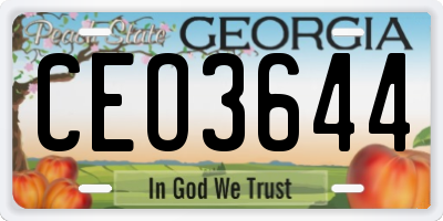 GA license plate CEO3644