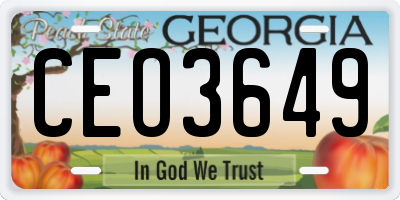 GA license plate CEO3649