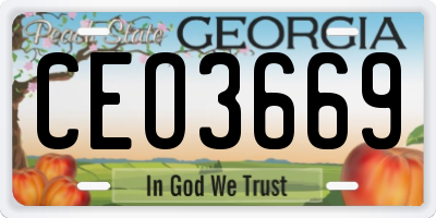 GA license plate CEO3669