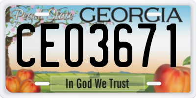 GA license plate CEO3671