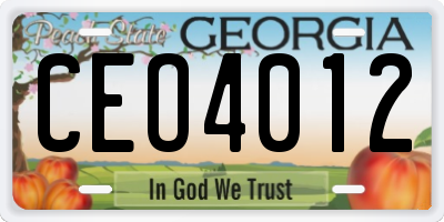 GA license plate CEO4012