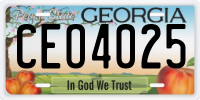 GA license plate CEO4025