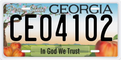 GA license plate CEO4102