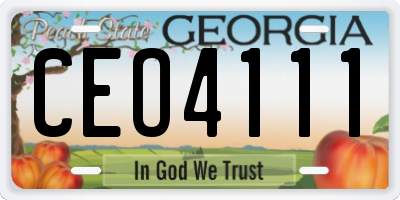 GA license plate CEO4111