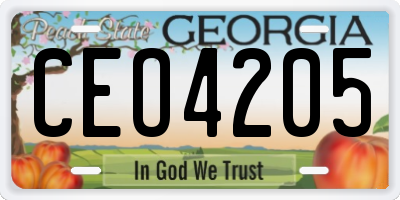 GA license plate CEO4205
