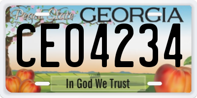 GA license plate CEO4234