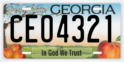 GA license plate CEO4321
