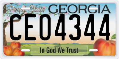 GA license plate CEO4344