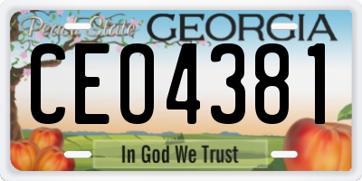 GA license plate CEO4381