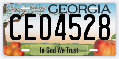 GA license plate CEO4528