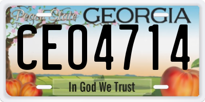 GA license plate CEO4714