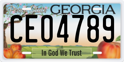 GA license plate CEO4789