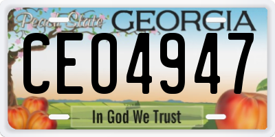 GA license plate CEO4947
