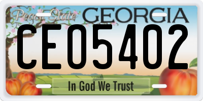 GA license plate CEO5402