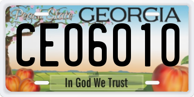 GA license plate CEO6010