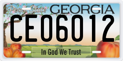 GA license plate CEO6012