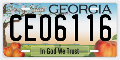 GA license plate CEO6116