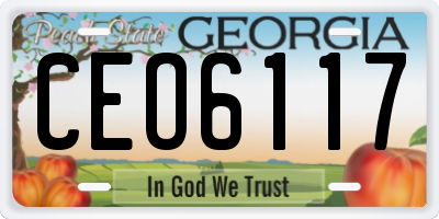 GA license plate CEO6117